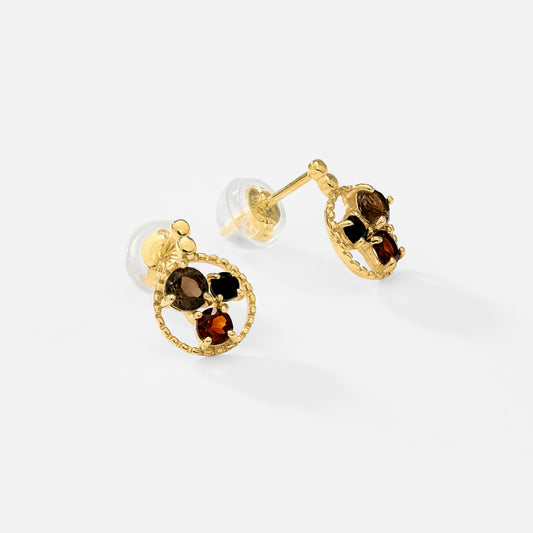 K10 カラーストーンスタッドピアス（レッド）