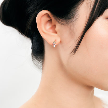 K10 カラーストーンスタッドピアス（ピンク）