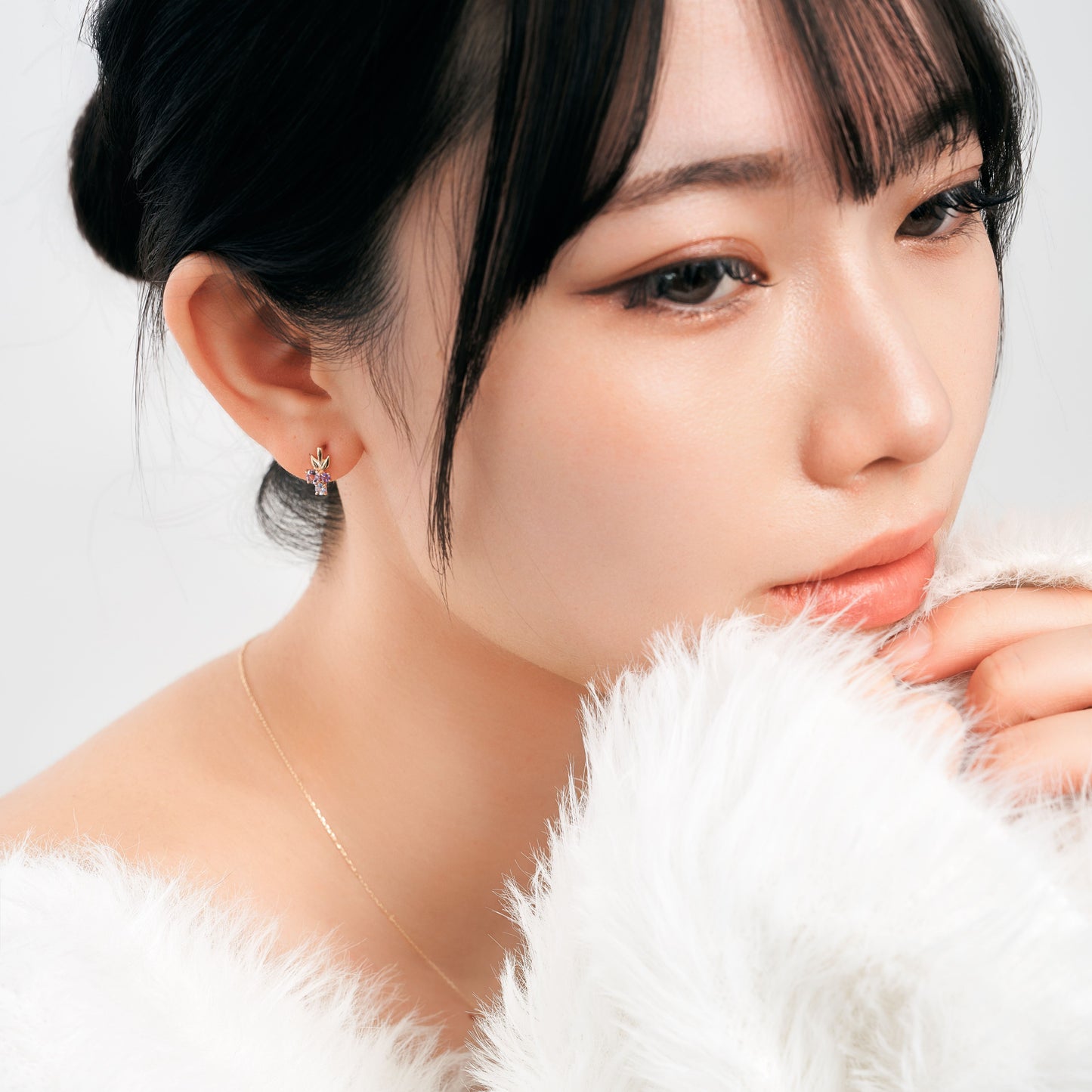 K10 カラーストーンスタッドピアス（ピンク）