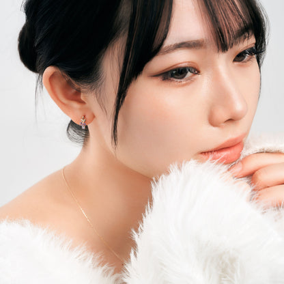 K10 カラーストーンスタッドピアス（ピンク）