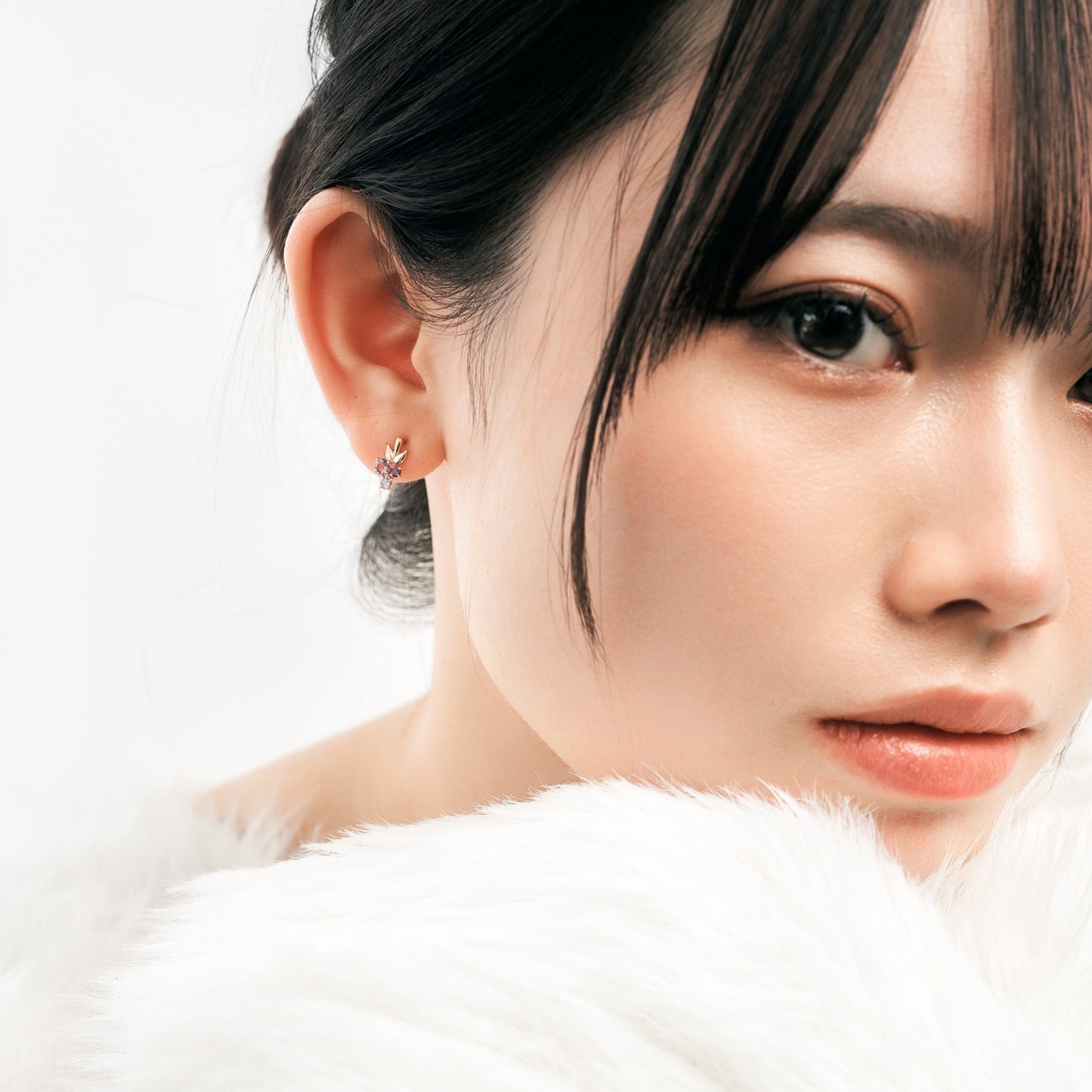 K10 カラーストーンスタッドピアス（ピンク）