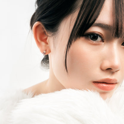 K10 カラーストーンスタッドピアス（ピンク）