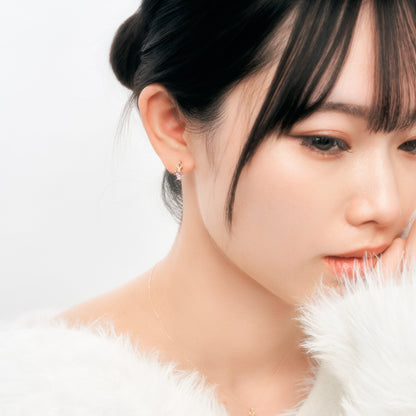 K10 カラーストーンスタッドピアス（ピンク）