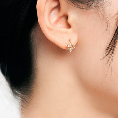 K10 カラーストーンスタッドピアス（グリーン）