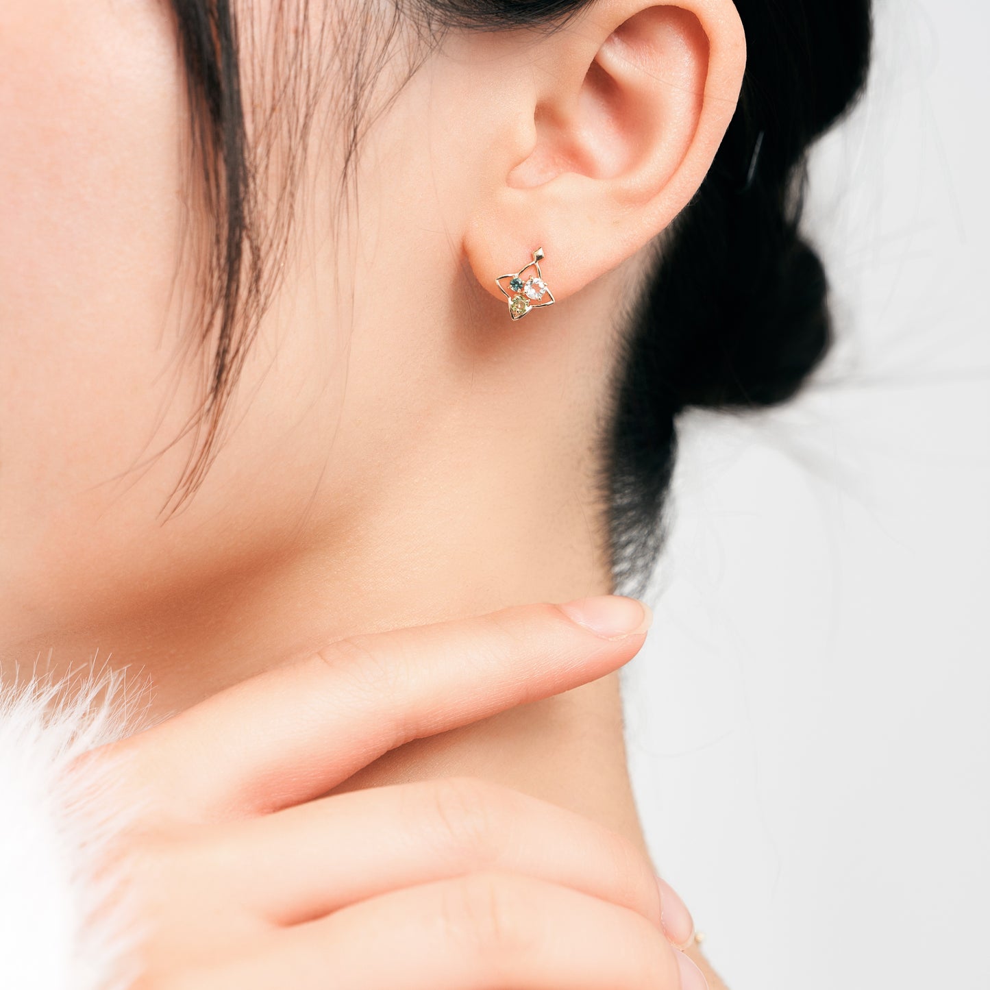 K10 カラーストーンスタッドピアス（グリーン）