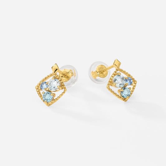 K10 カラーストーンスタッドピアス（ブルー）