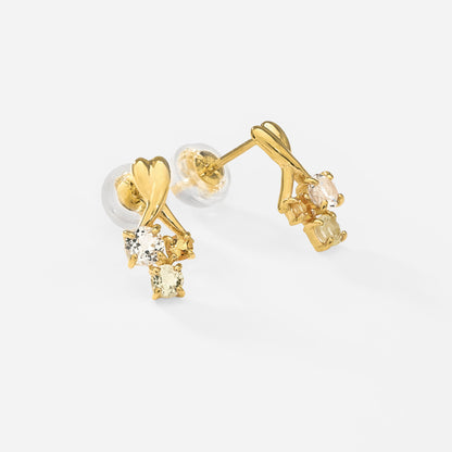 K10 カラーストーンスタッドピアス（イエロー）