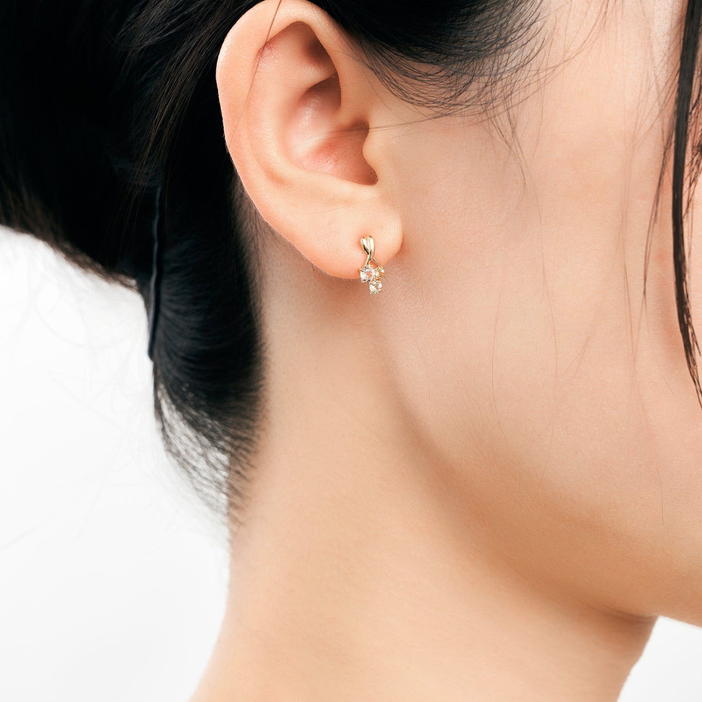 K10 カラーストーンスタッドピアス（イエロー）