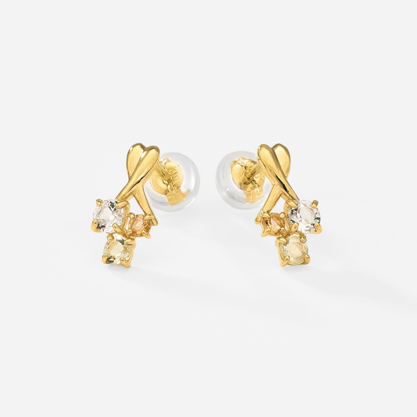 K10 カラーストーンスタッドピアス（イエロー）