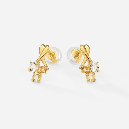 K10 カラーストーンスタッドピアス（イエロー）