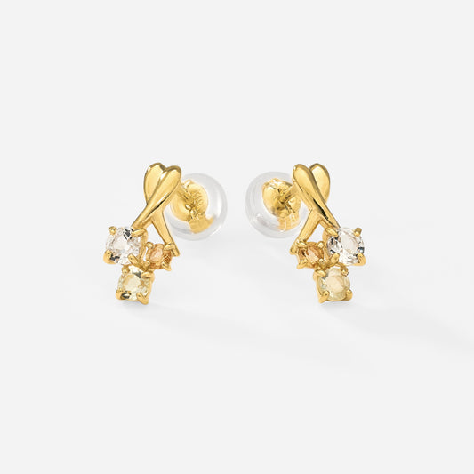 K10 カラーストーンスタッドピアス（イエロー）