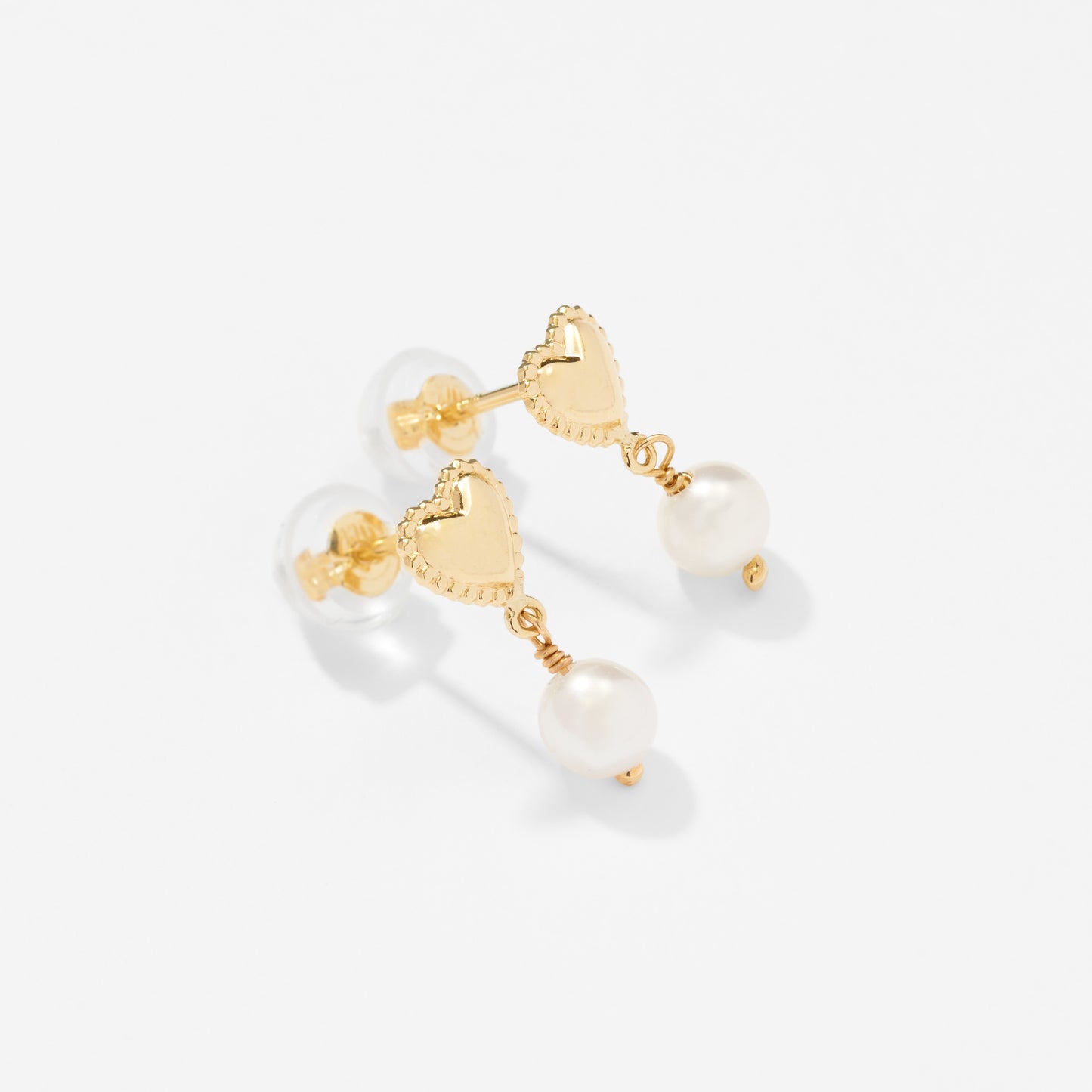 K10 ハート×パールスタッドピアス