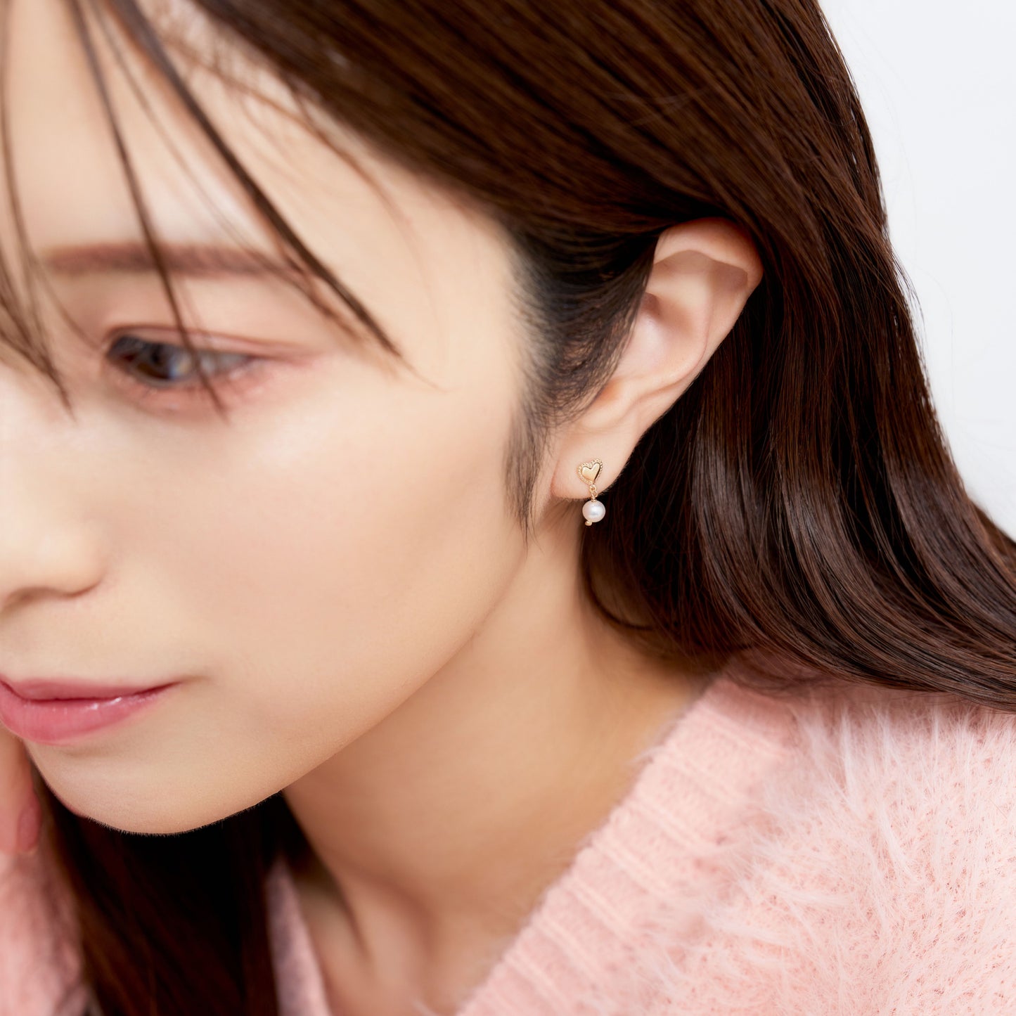 K10 ハート×パールスタッドピアス