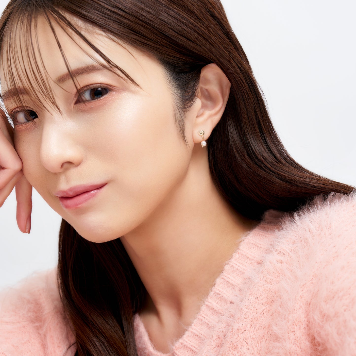 K10 ハート×パールスタッドピアス