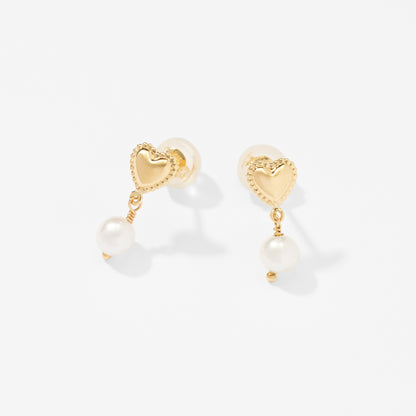 K10 ハート×パールスタッドピアス