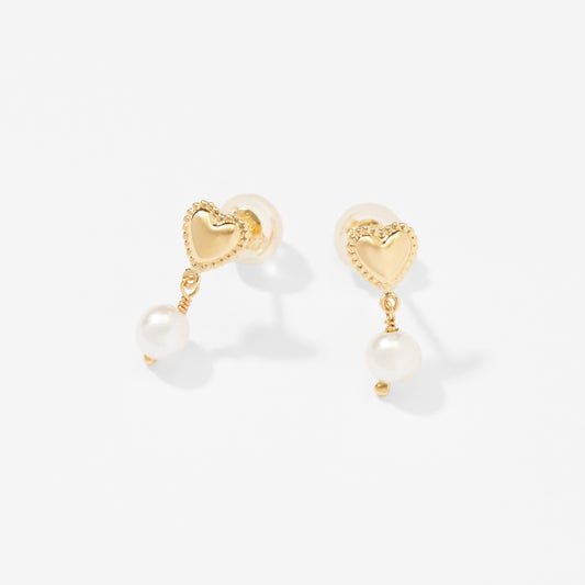 K10 ハート×パールスタッドピアス