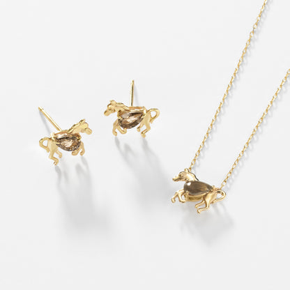 K10 ホース カラーストーン スタッドピアス