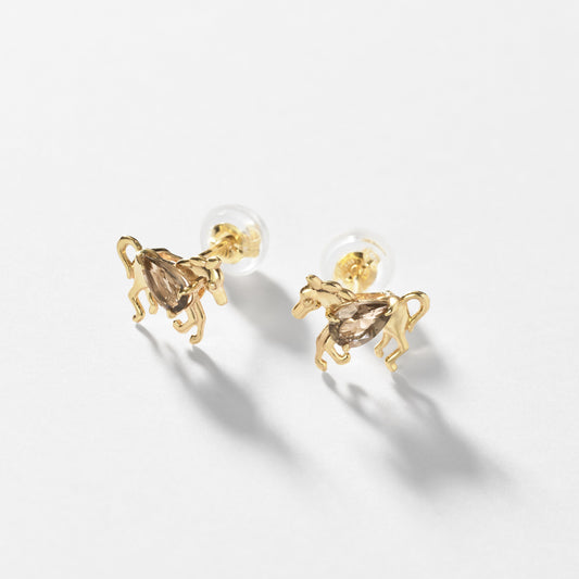 K10 ホース カラーストーン スタッドピアス