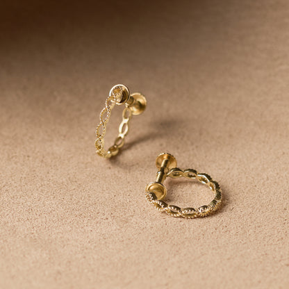 K10 ネジ式 フープイヤリング（02）（YG/WG）