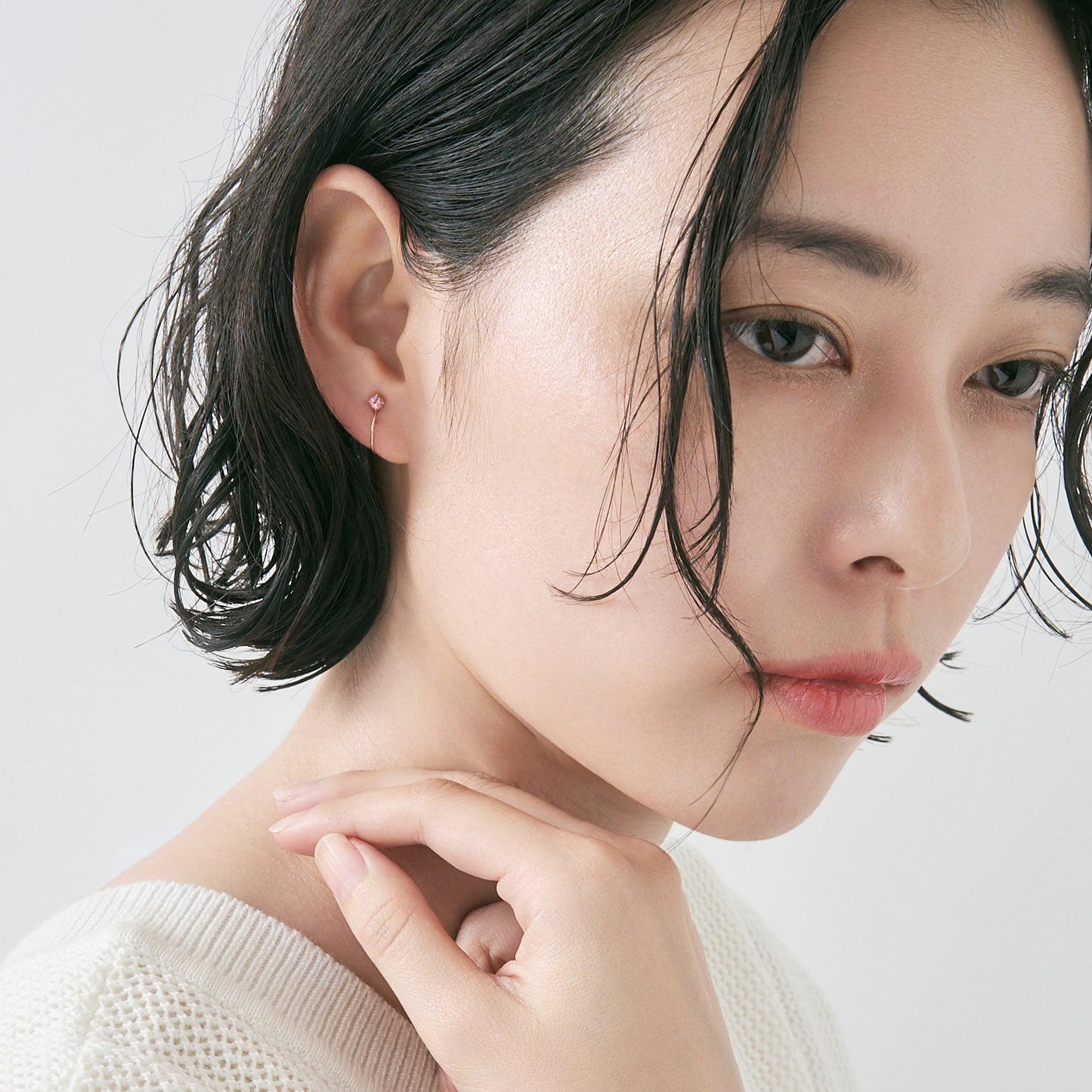K10 誕生石 イヤリング（10月：ピンクトルマリン）