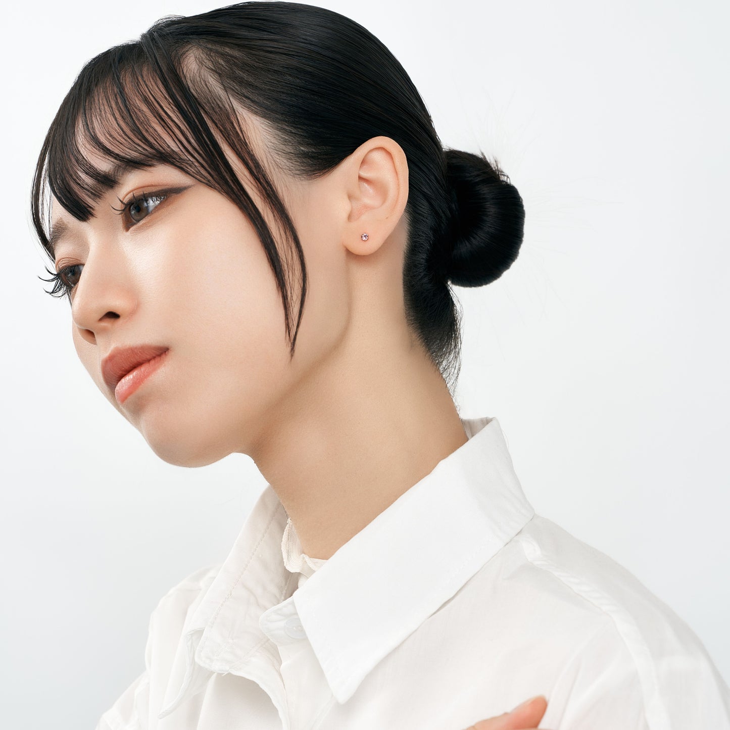 K18 誕生石 スタッドピアス 3mm（2月：アメジスト）