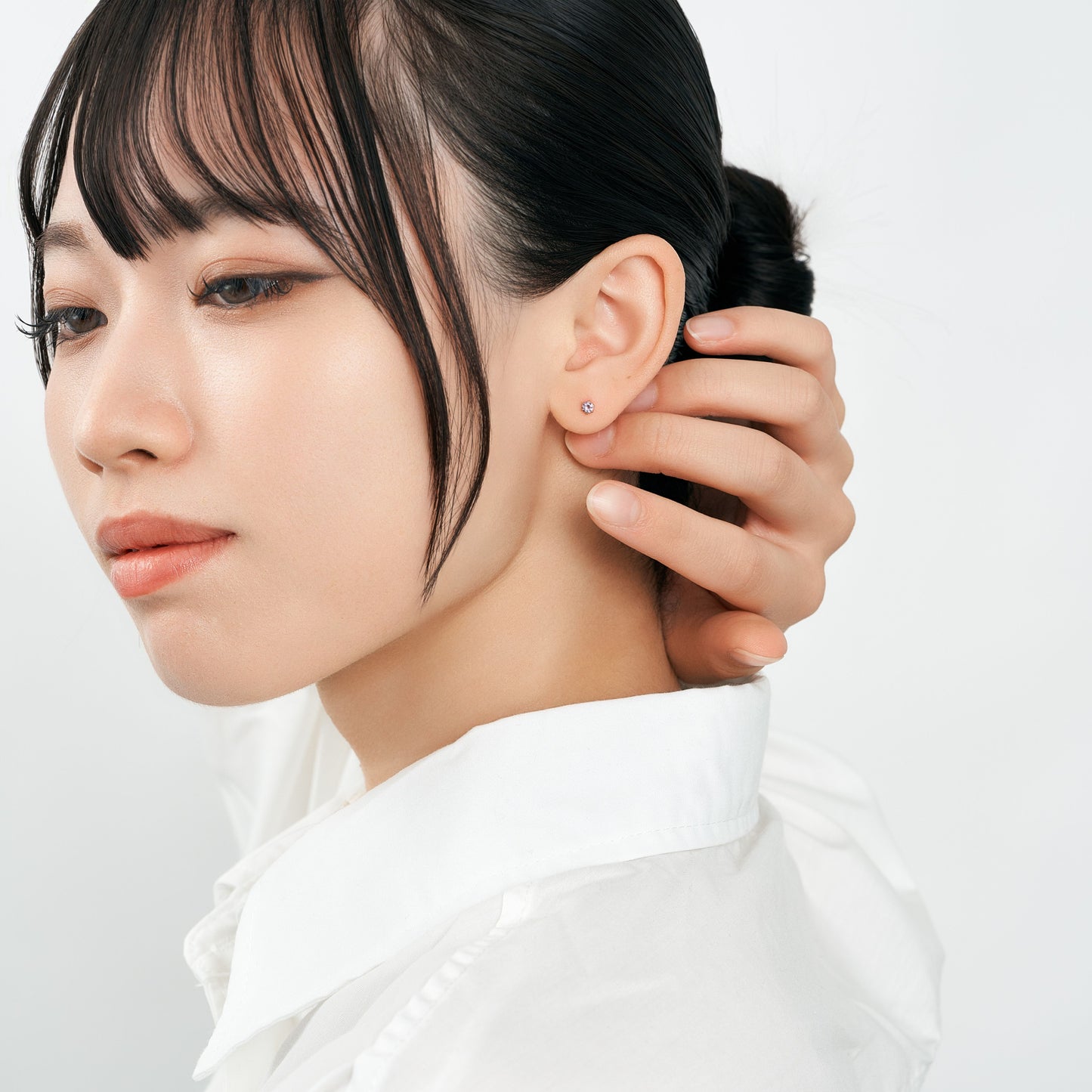 K18 誕生石 スタッドピアス 3mm（2月：アメジスト）