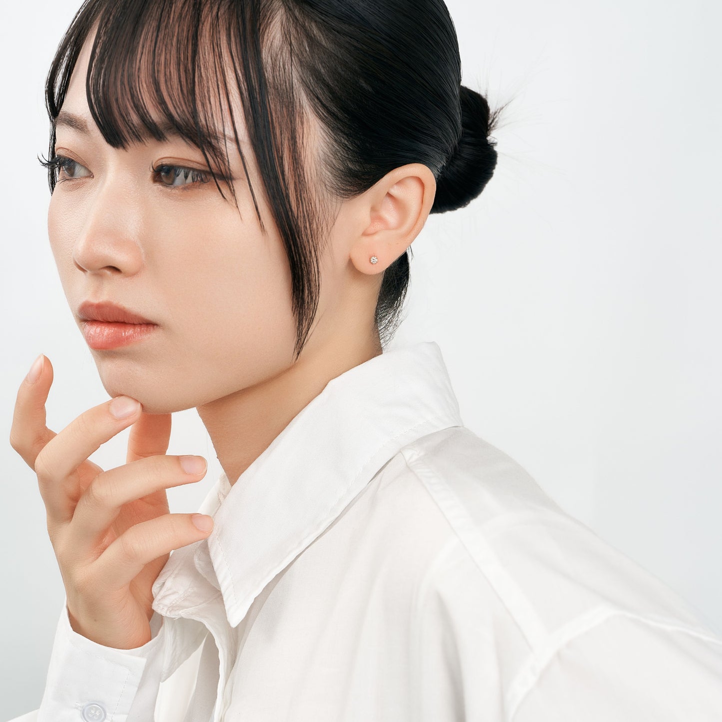 K18 誕生石 スタッドピアス 3mm（4月：ダイヤモンド）