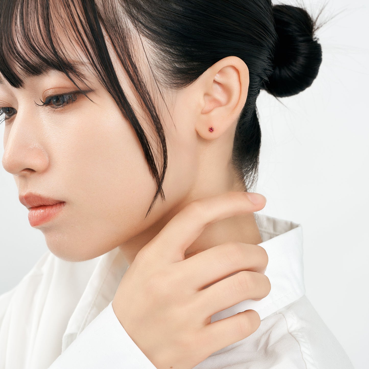 K18 誕生石 スタッドピアス 3mm（7月：ルビー）