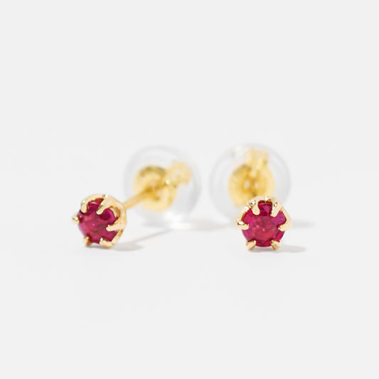 K18 誕生石 スタッドピアス 3mm（7月：ルビー）