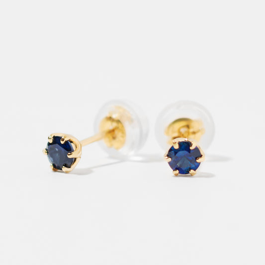 K18 誕生石 スタッドピアス 3mm（9月：サファイア）
