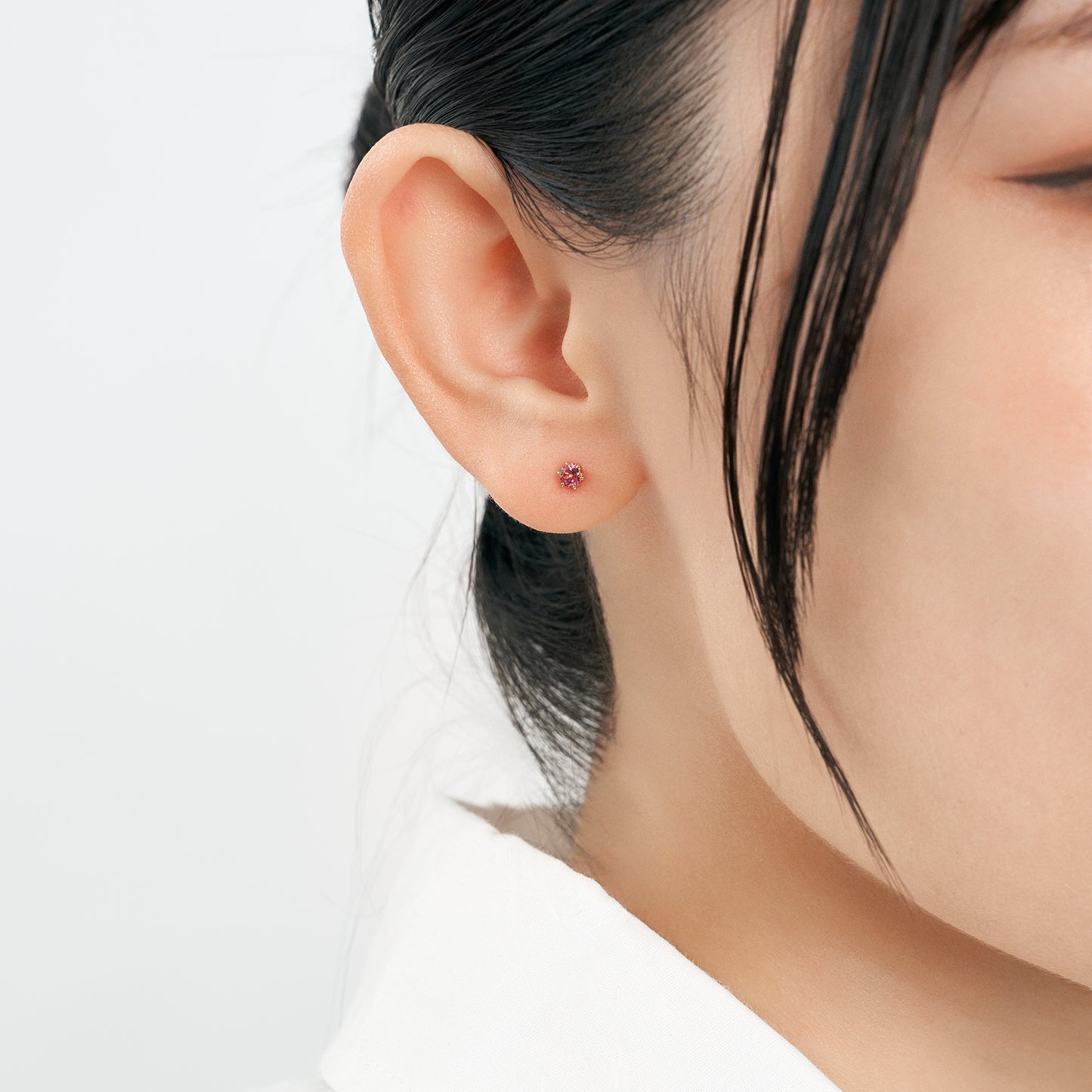 K18 誕生石 スタッドピアス 3mm（10月：ピンクトルマリン）