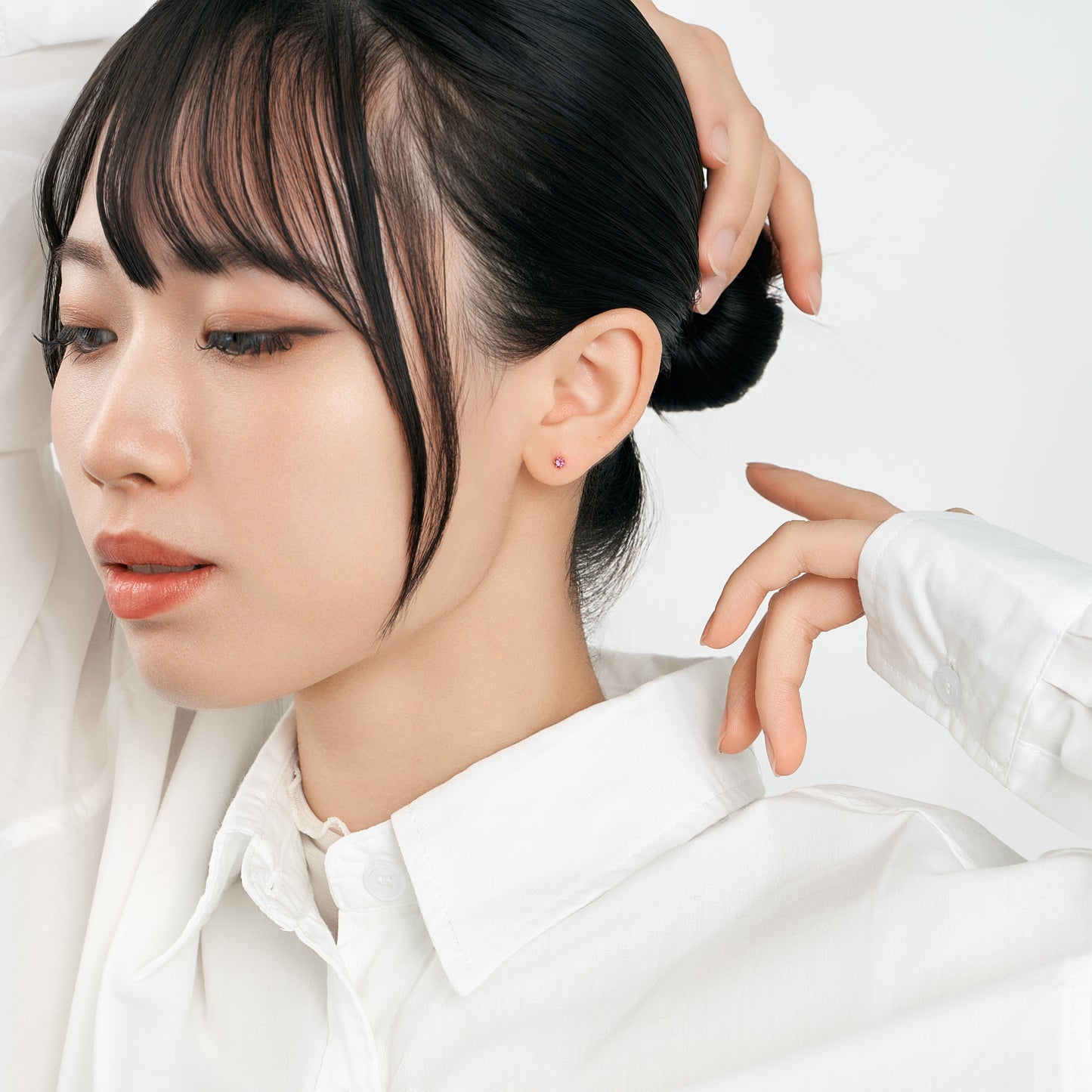 K18 誕生石 スタッドピアス 3mm（10月：ピンクトルマリン）