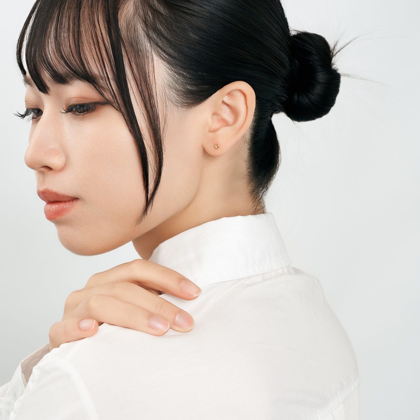 K18 誕生石 スタッドピアス 3mm（11月：シトリン）