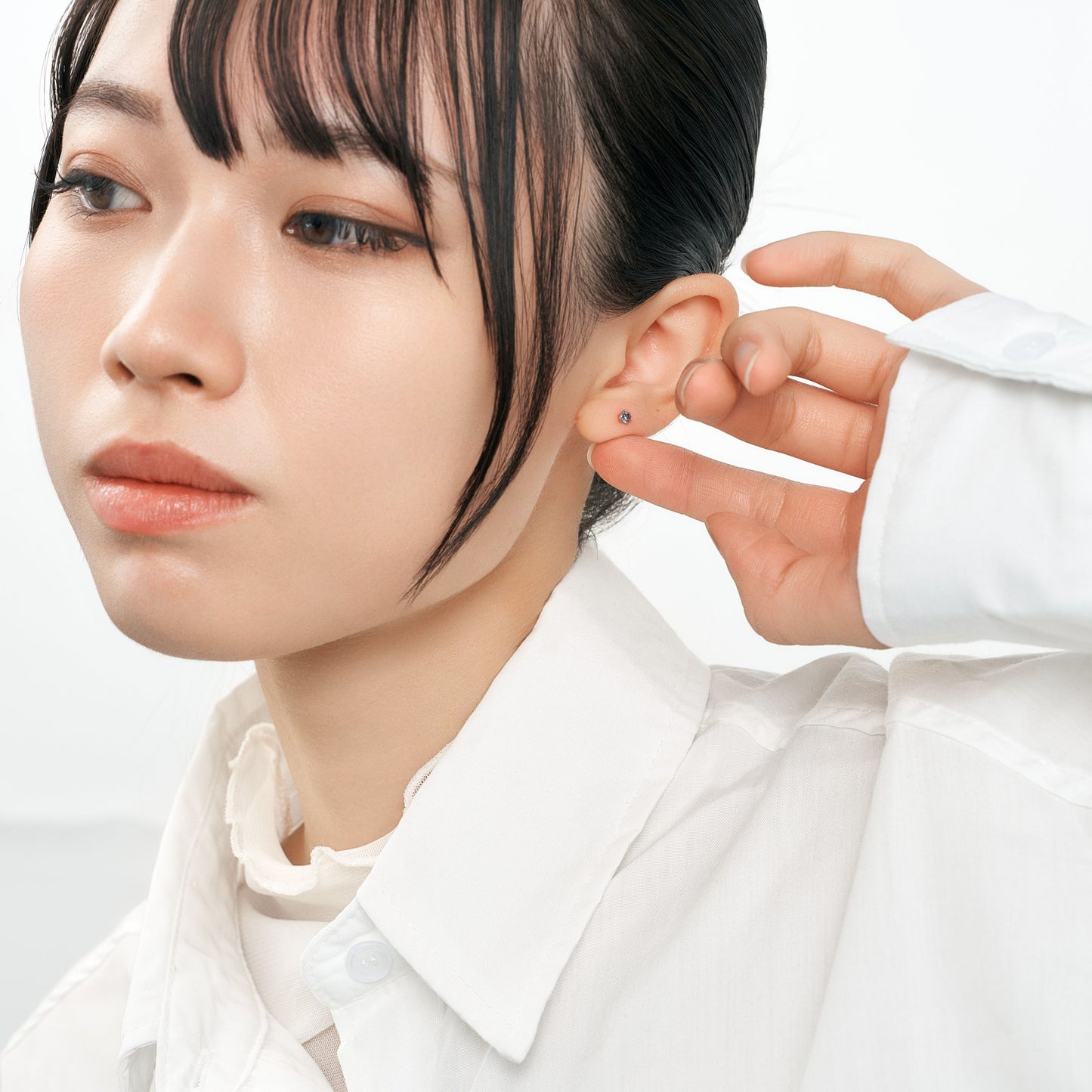 K18 誕生石 スタッドピアス 3mm（12月：タンザナイト）