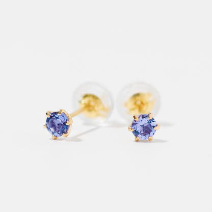 K18 誕生石 スタッドピアス 3mm（12月：タンザナイト）