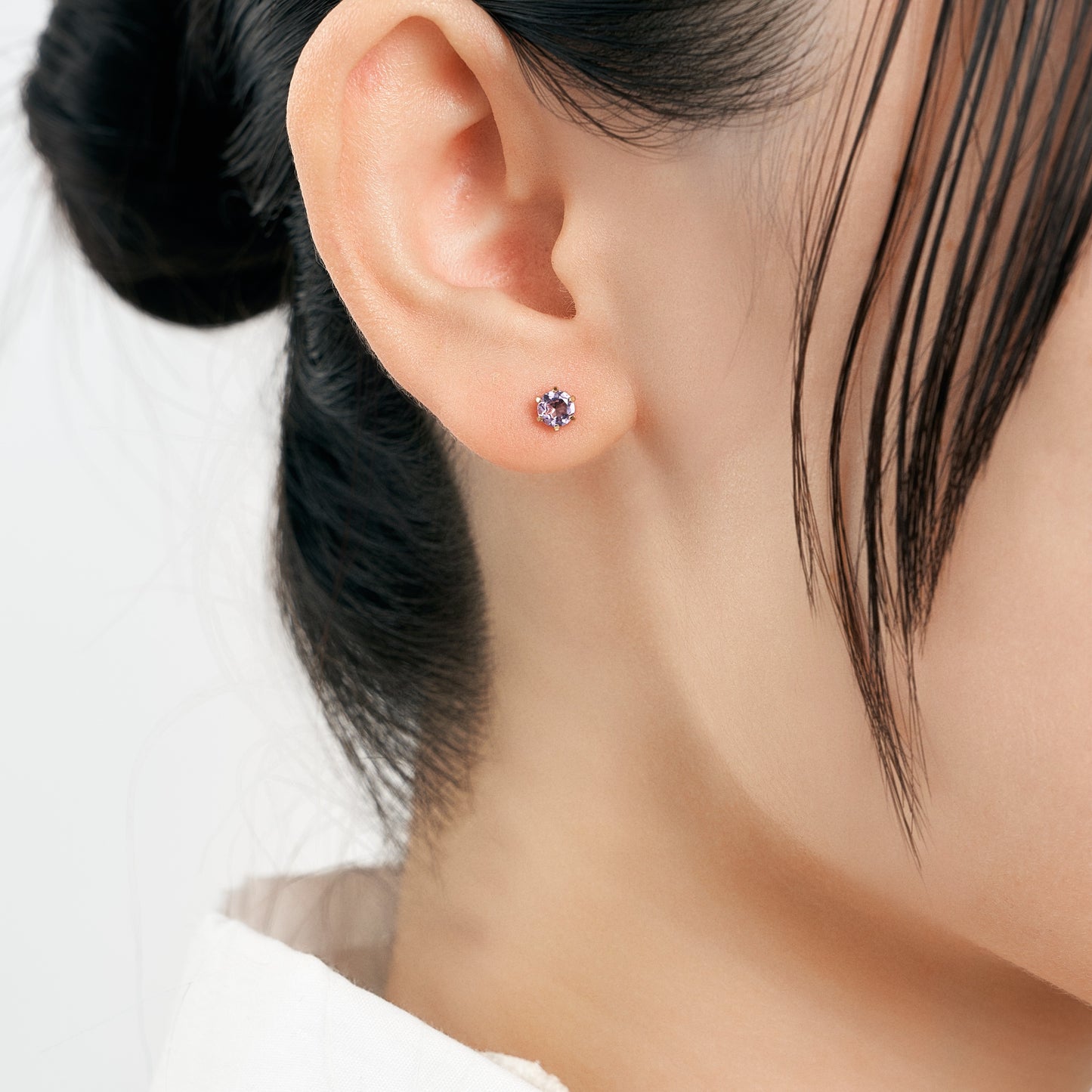 K18 誕生石 スタッドピアス 4mm（2月：アメジスト）