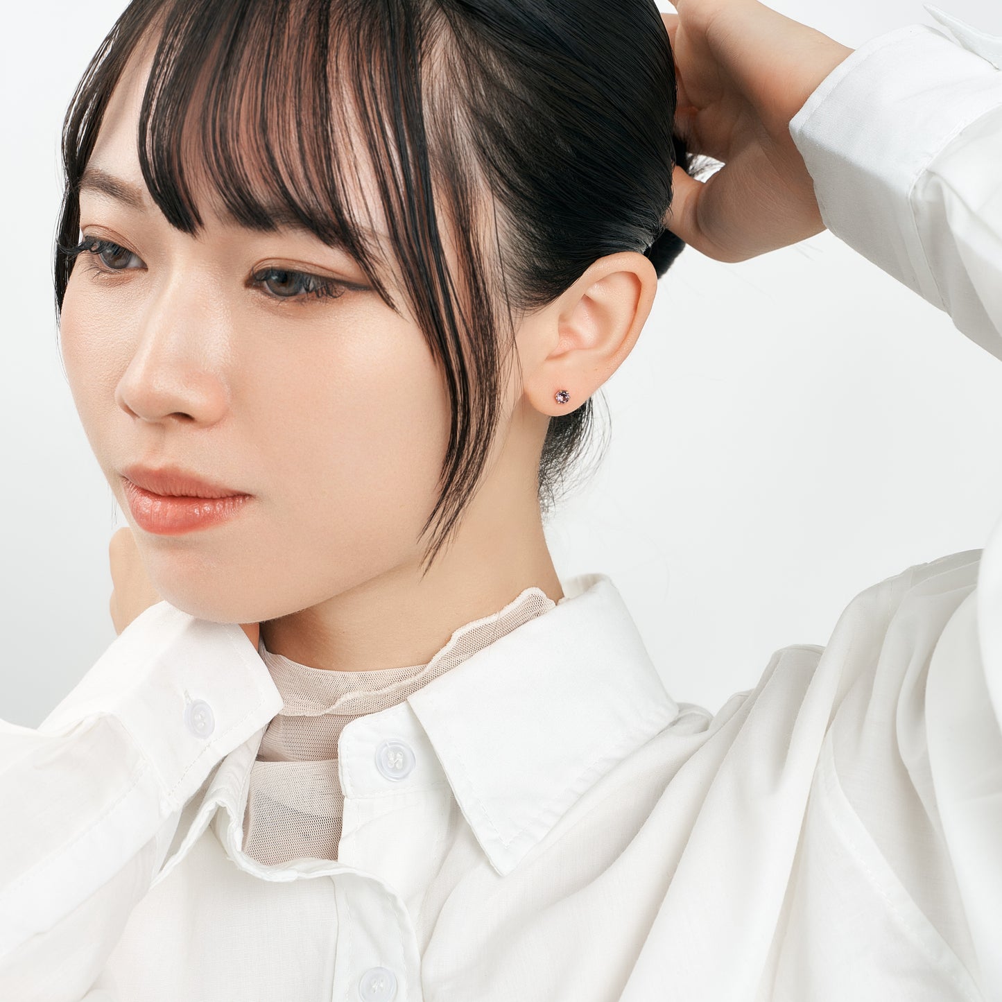 K18 誕生石 スタッドピアス 4mm（2月：アメジスト）