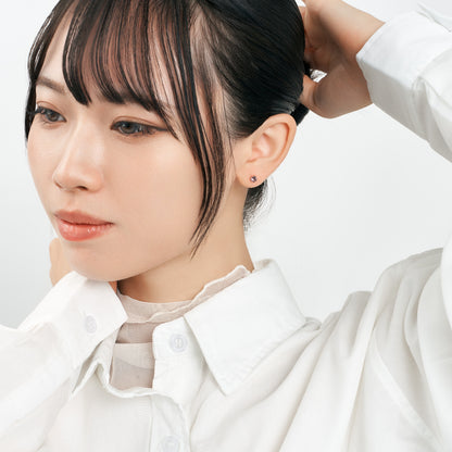 K18 誕生石 スタッドピアス 4mm（2月：アメジスト）