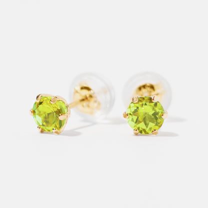 K18 誕生石 スタッドピアス 4mm（8月：ペリドット）
