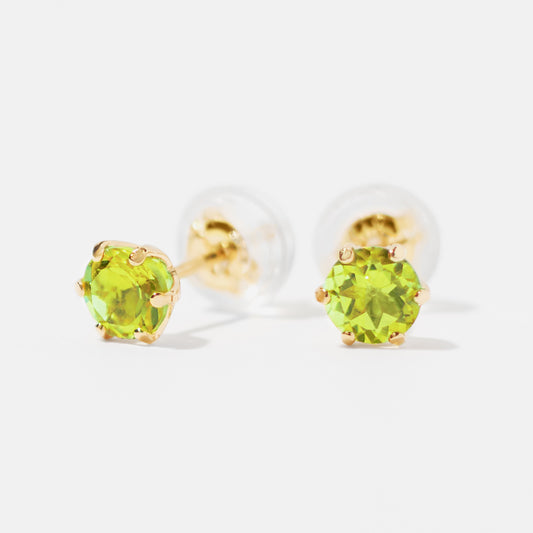 K18 誕生石 スタッドピアス 4mm（8月：ペリドット）