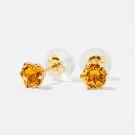 K18 誕生石 スタッドピアス 4mm（11月：シトリン）
