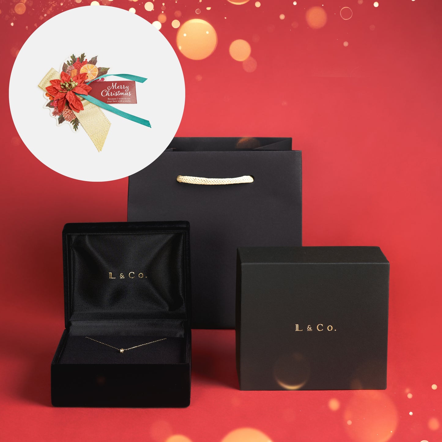 【ギフトラッピング】クリスマス限定 ブラックジュエリーギフトボックスセット