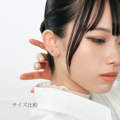 K18 誕生石 スタッドピアス 4mm（2月：アメジスト）