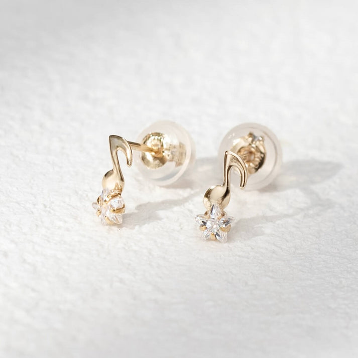 K10 キュービック モチーフ スタッドピアス 音符