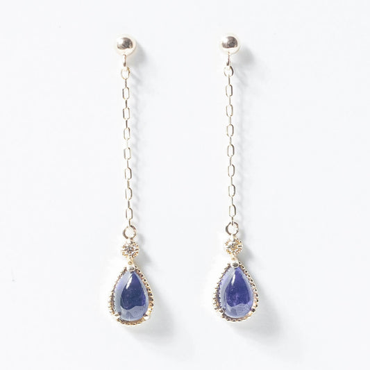 K10 アイオライト ダイヤモンド0.02ct ピアス