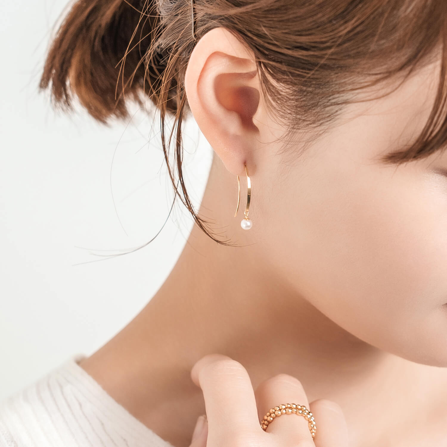 売れ K18 18金 18k フックピアス パール ペア ♡⑤#5 - アクセサリー